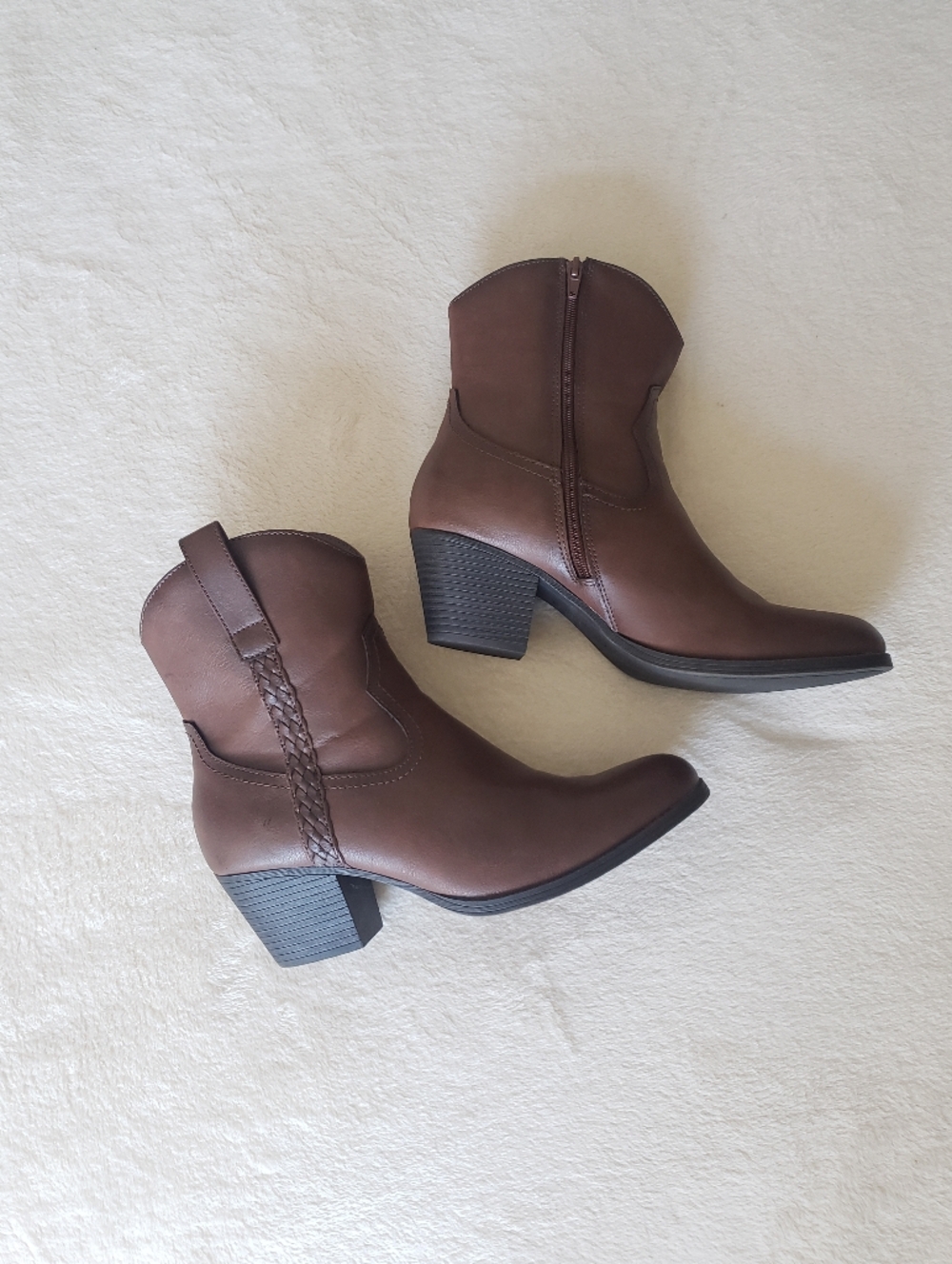 FRYE & CO Women's Brown Faux Leather Western Cowgirl Bootie Size 11